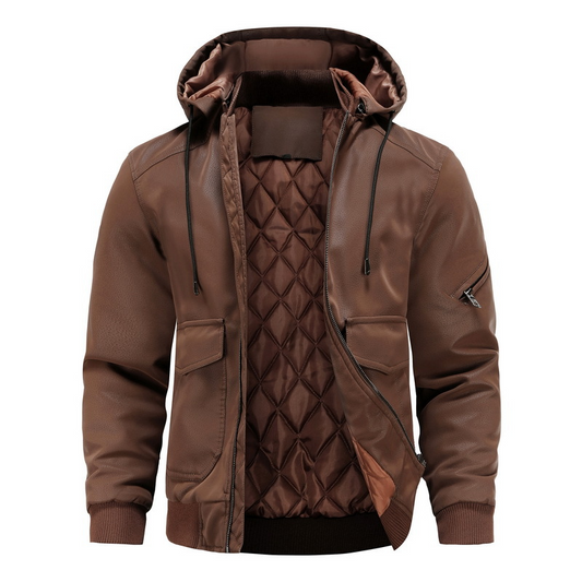 Alex® | Leather Hooded Jacket