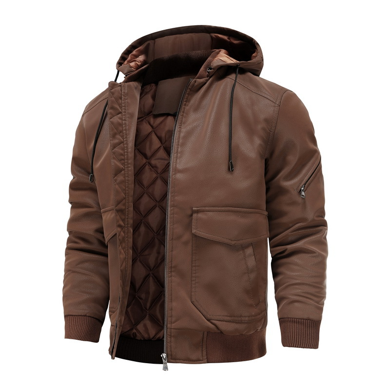 Alex® | Leather Hooded Jacket
