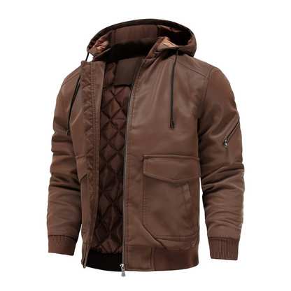 Alex® | Leather Hooded Jacket