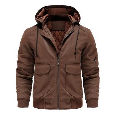 Alex® | Leather Hooded Jacket