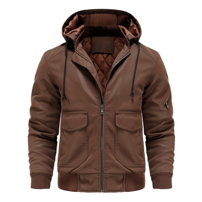 Alex® | Leather Hooded Jacket