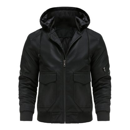 Alex® | Leather Hooded Jacket