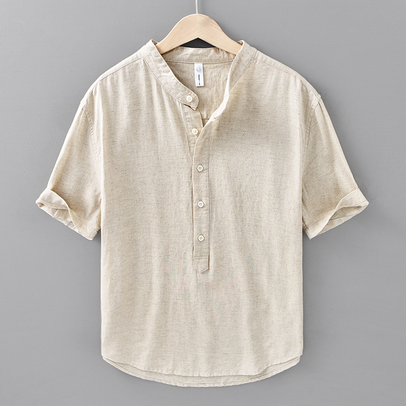 Asher | Calypso Henley Linen Shirt