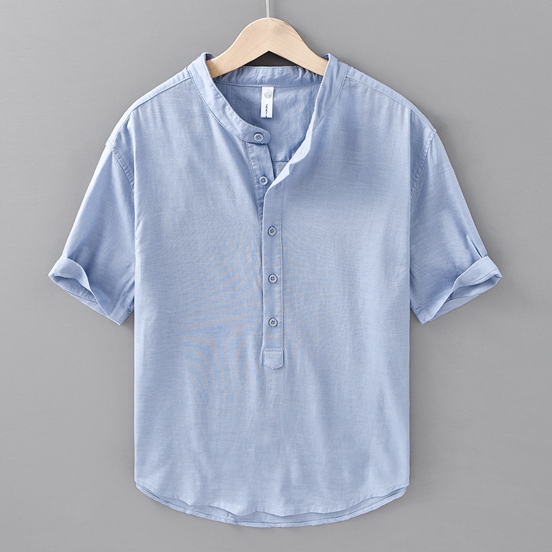 Asher | Calypso Henley Linen Shirt