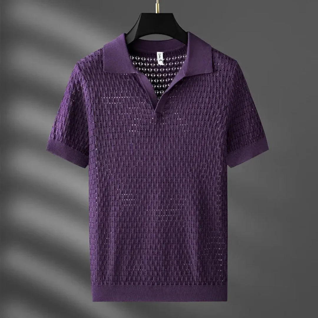 Elías | Marco Textured Mesh Knit Polo Shirt