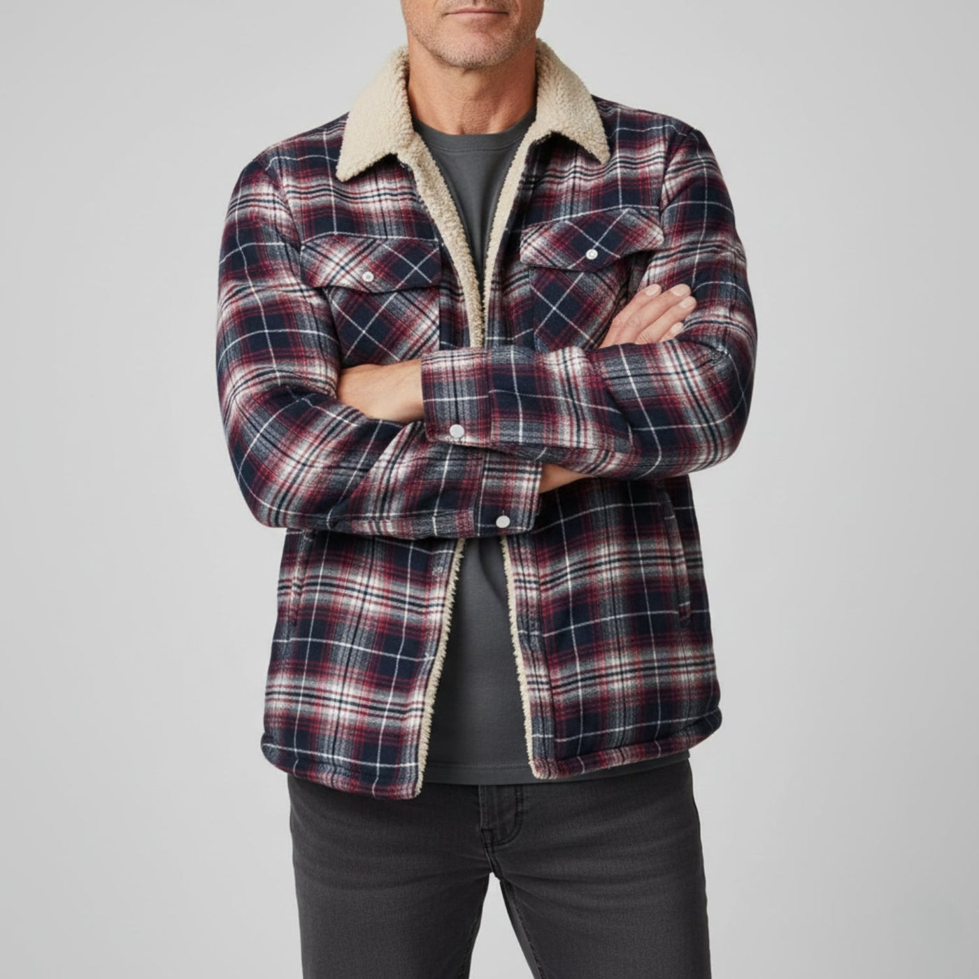 Felicio® | Men’s Fleece Jacket With Check Pattern