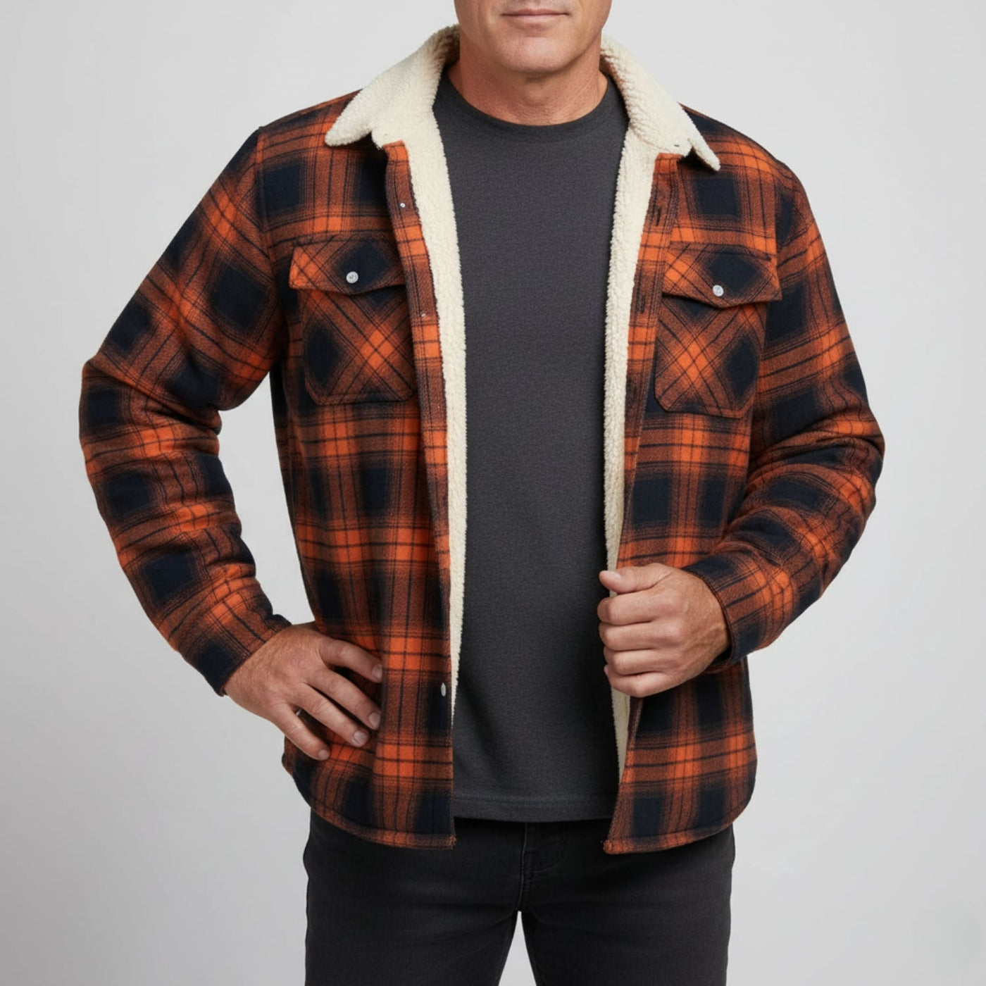 Felicio® | Men’s Fleece Jacket With Check Pattern