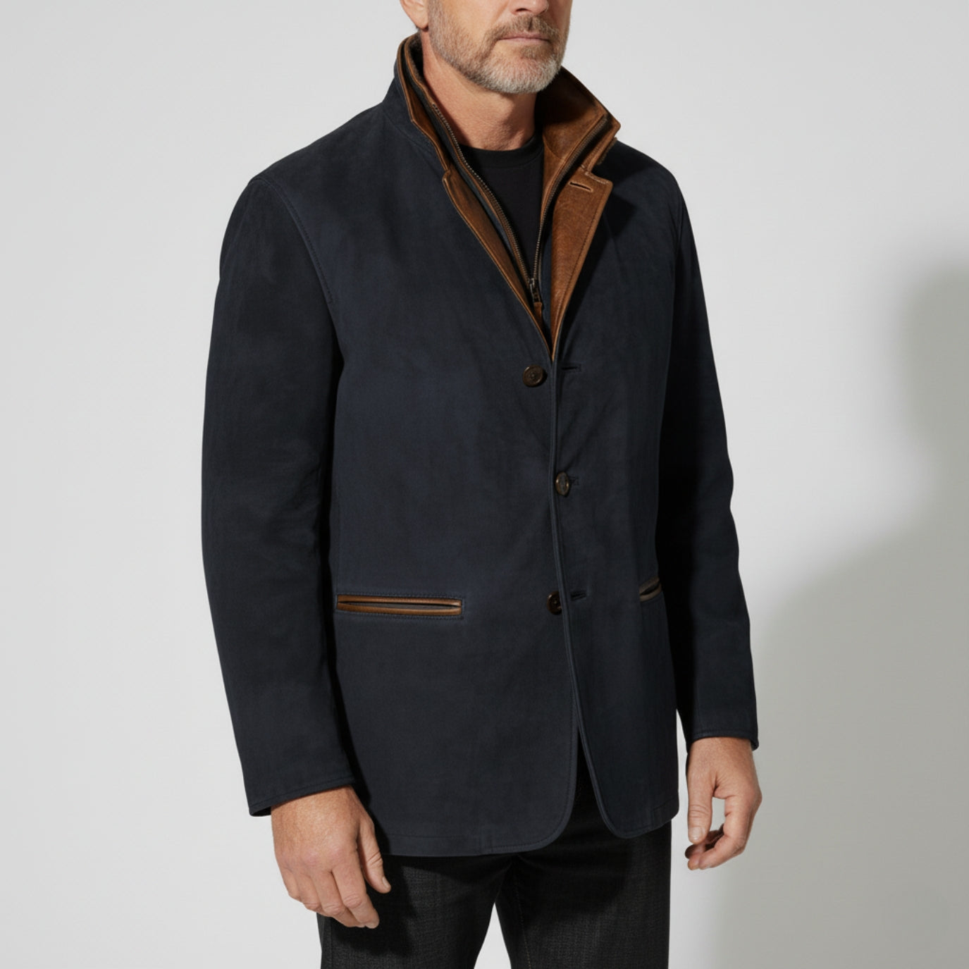 Federico® | Men’s Suede Jacket With Button Front