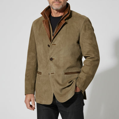 Federico® | Men’s Suede Jacket With Button Front