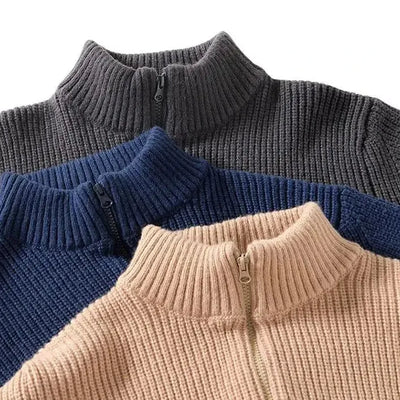 Irineo | Adam Ribbed Knit Zip Sweater