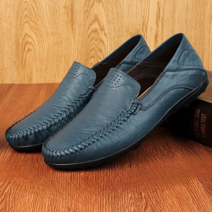 Zollie® | Navy Blue Leather Men's Loafer