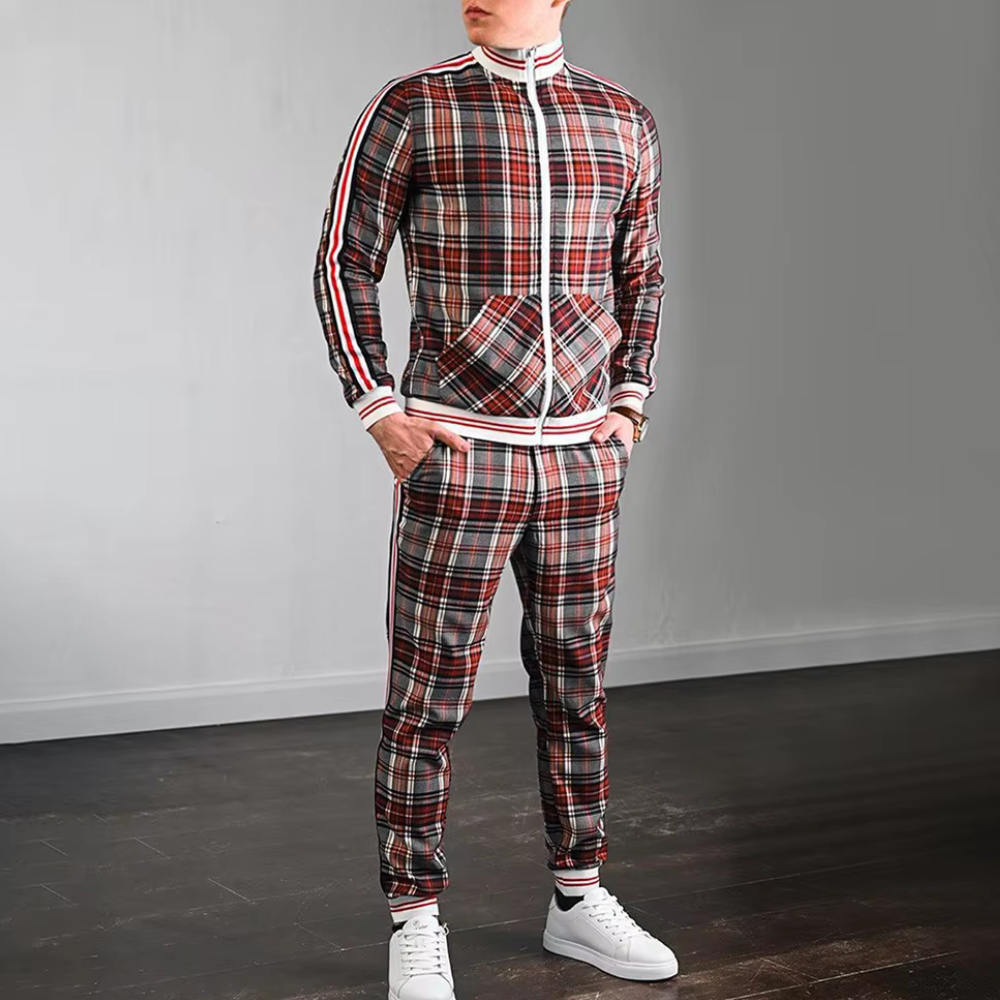 Tadeo® | Stylish checked tracksuit for men