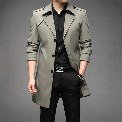 Otis | Elegant men's trench coat – classic coat with shoulder details