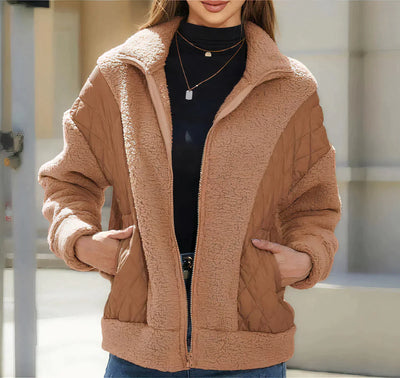 Genaro | Women's zip-up sherpa jacket with quilted details