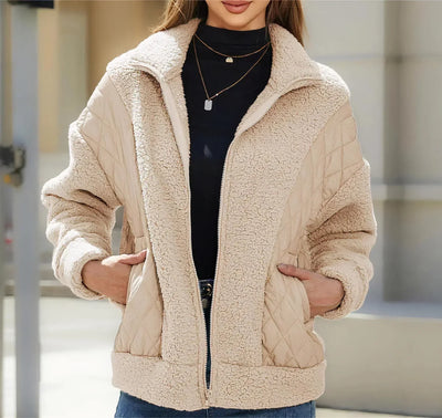 Genaro | Women's zip-up sherpa jacket with quilted details