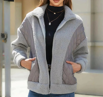 Genaro | Women's zip-up sherpa jacket with quilted details