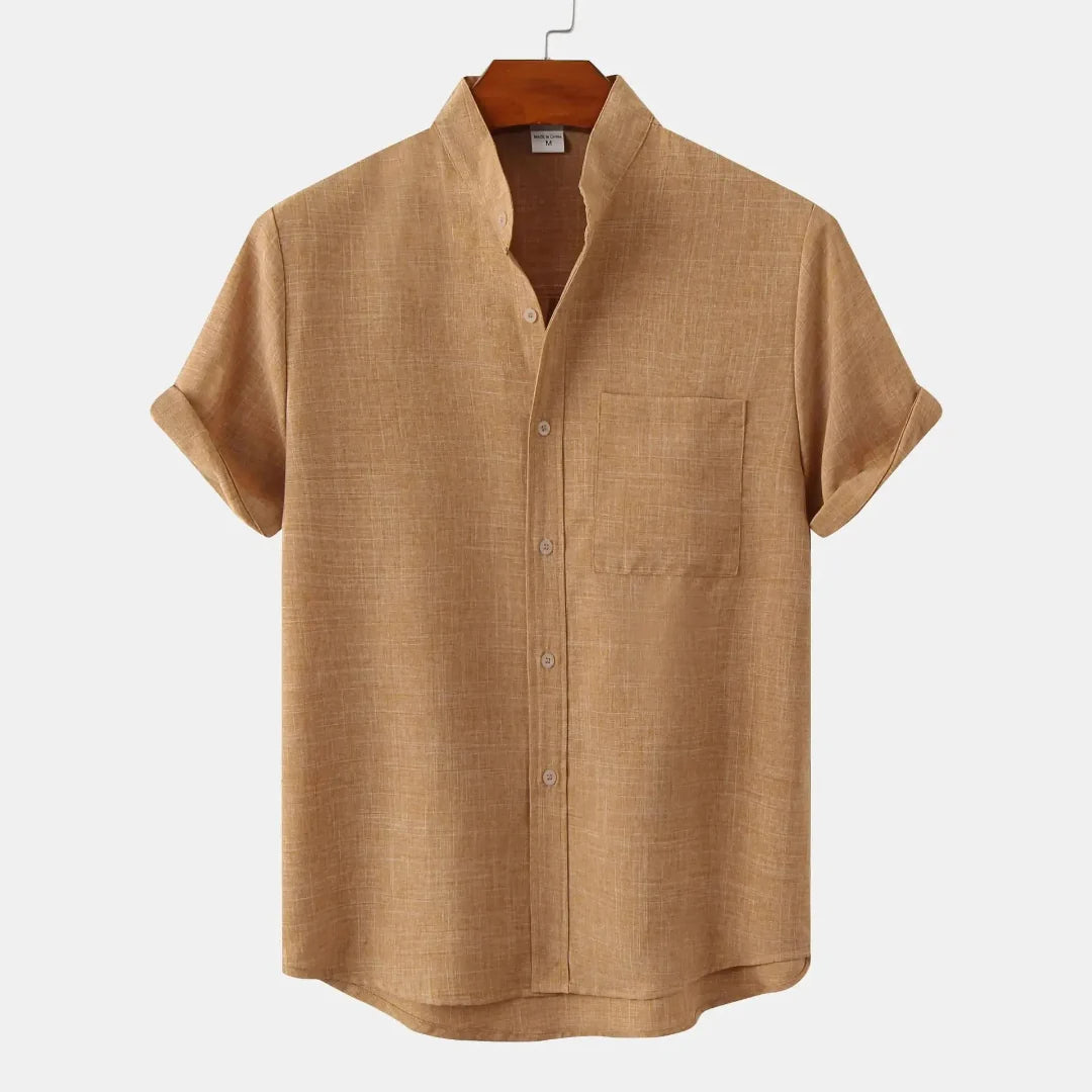 Misael | Neo Mandarin Collar Linen Shirt