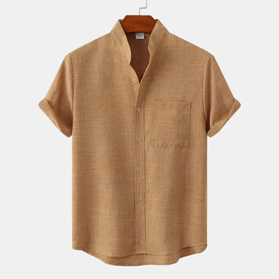 Misael | Neo Mandarin Collar Linen Shirt