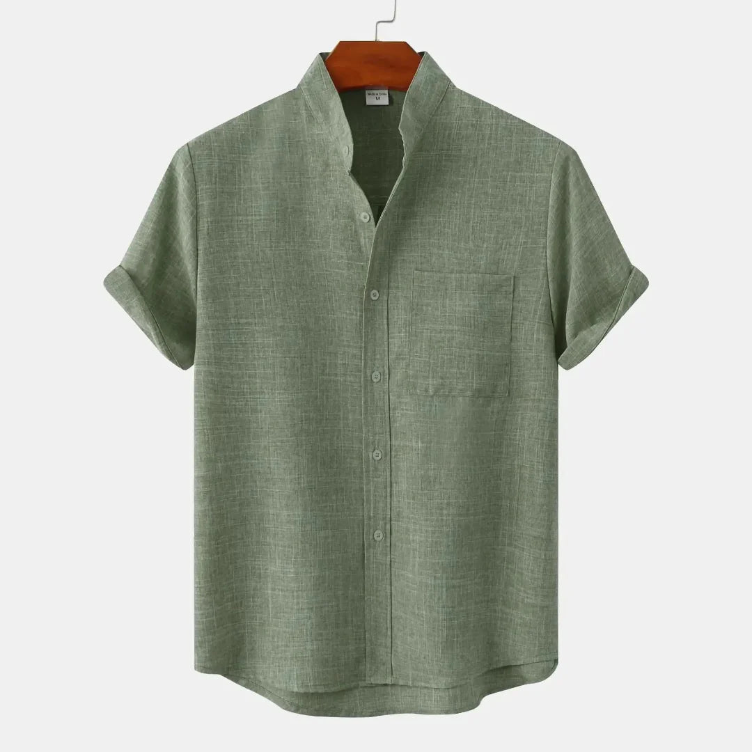 Misael | Neo Mandarin Collar Linen Shirt