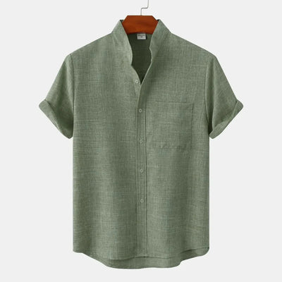 Misael | Neo Mandarin Collar Linen Shirt