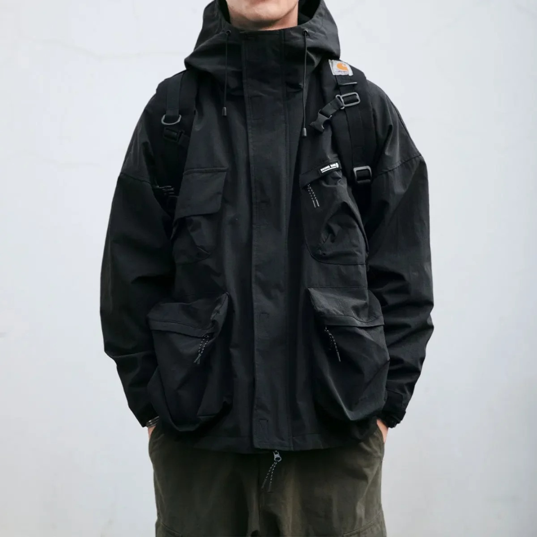 Helios | Men's hooded multi-pocket utility jacket