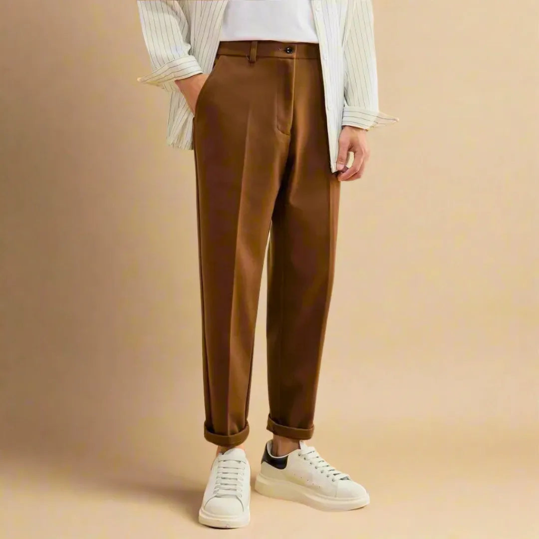 Higinio | Noah Cropped Slim Fit Tailored Trousers