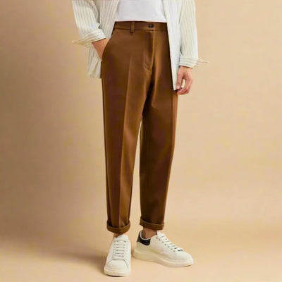Higinio | Noah Cropped Slim Fit Tailored Trousers