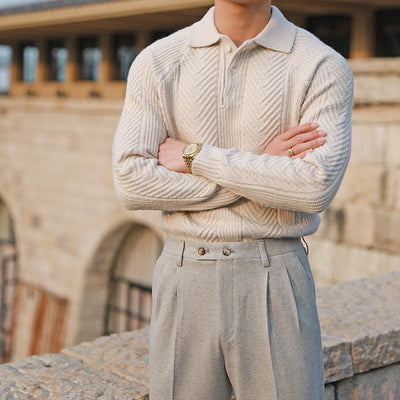 Acelin® | Men'S Autumn And Winter Casual Lapel Bottoming Sweater