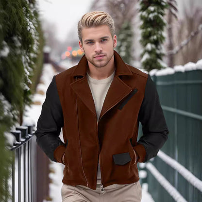 Claudio® | Bravon Leather-Wool Bomber Jacket