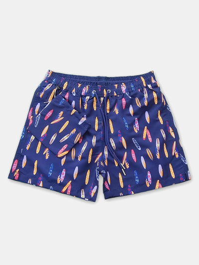 Federico® | Stowable Surfboard Print Swim Shorts
