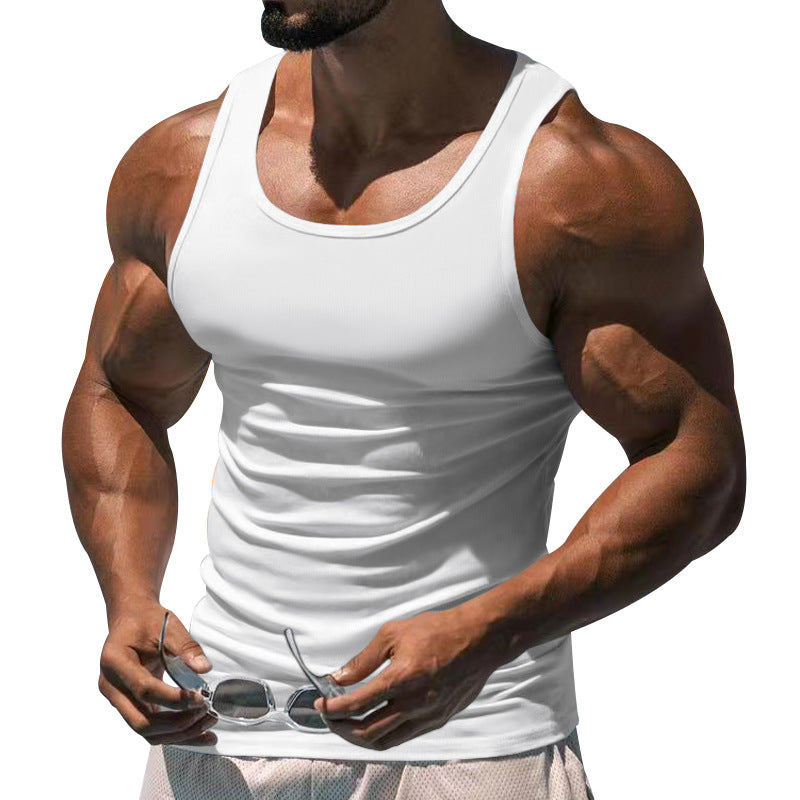 Men's Casal Sports Solid Color Crew Neck Cotn Blend Tank p