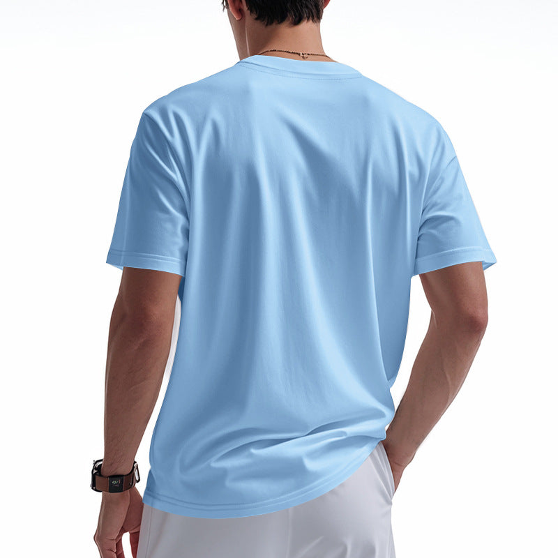 Men's Solid Color Cotn V-Neck Short Sleeve T-ShirtX