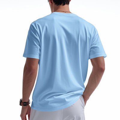 Men's Solid Color Cotn V-Neck Short Sleeve T-ShirtX