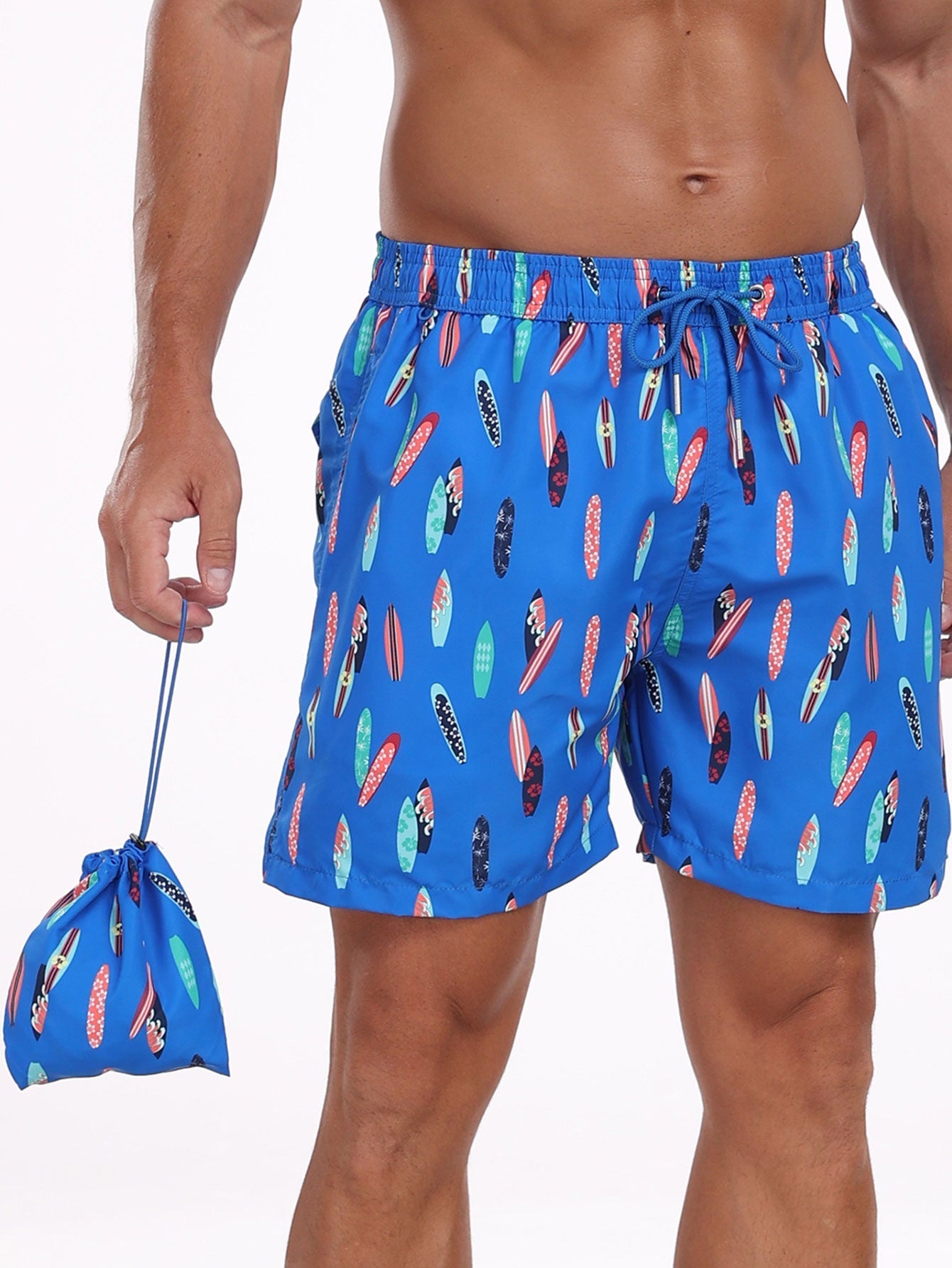 Federico® | Stowable Surfboard Print Swim Shorts