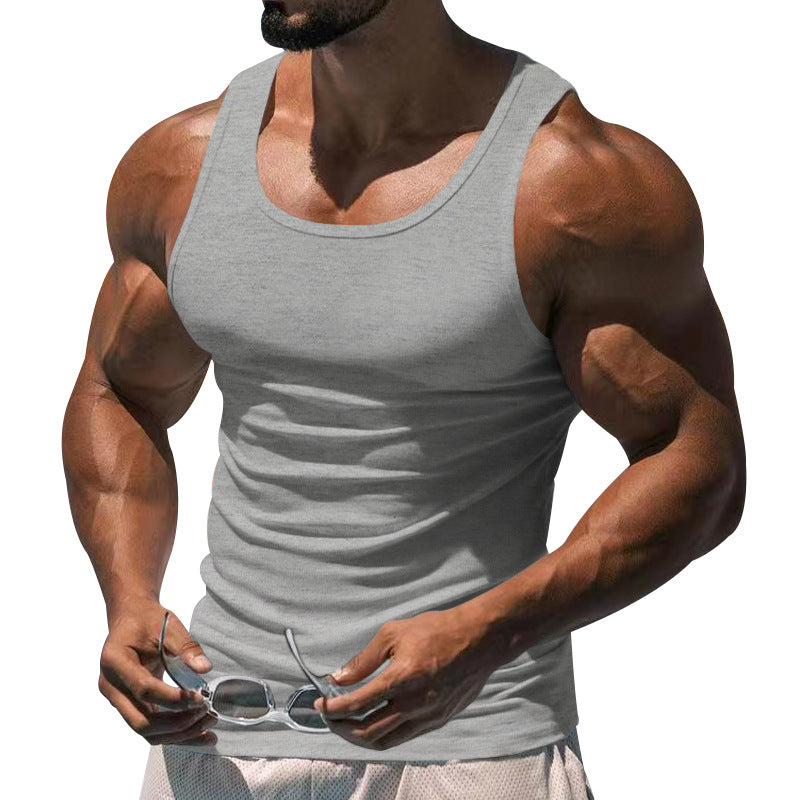 Men's Casal Sports Solid Color Crew Neck Cotn Blend Tank p