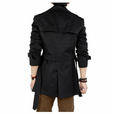 Paris | Men's long trench coat with belt - elegant business coat