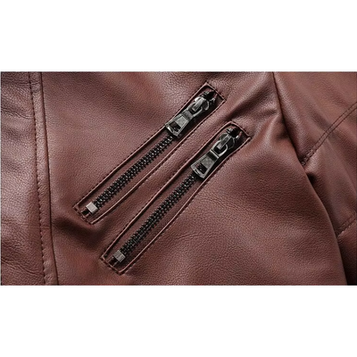 Umar | Men's leather jacket - Stylish with removable hood and details
