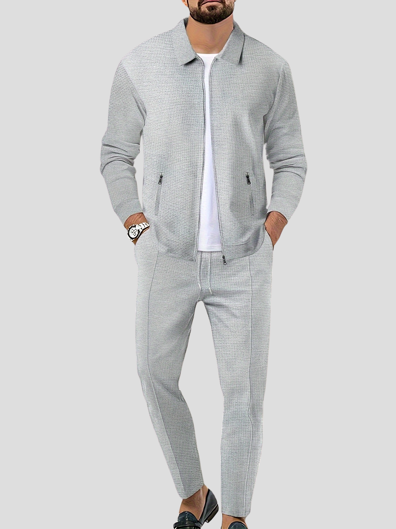 Adriel | Tweedy set with waffle detail