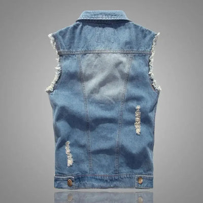 Yussef | Oscar Distressed Washed Denim Vest