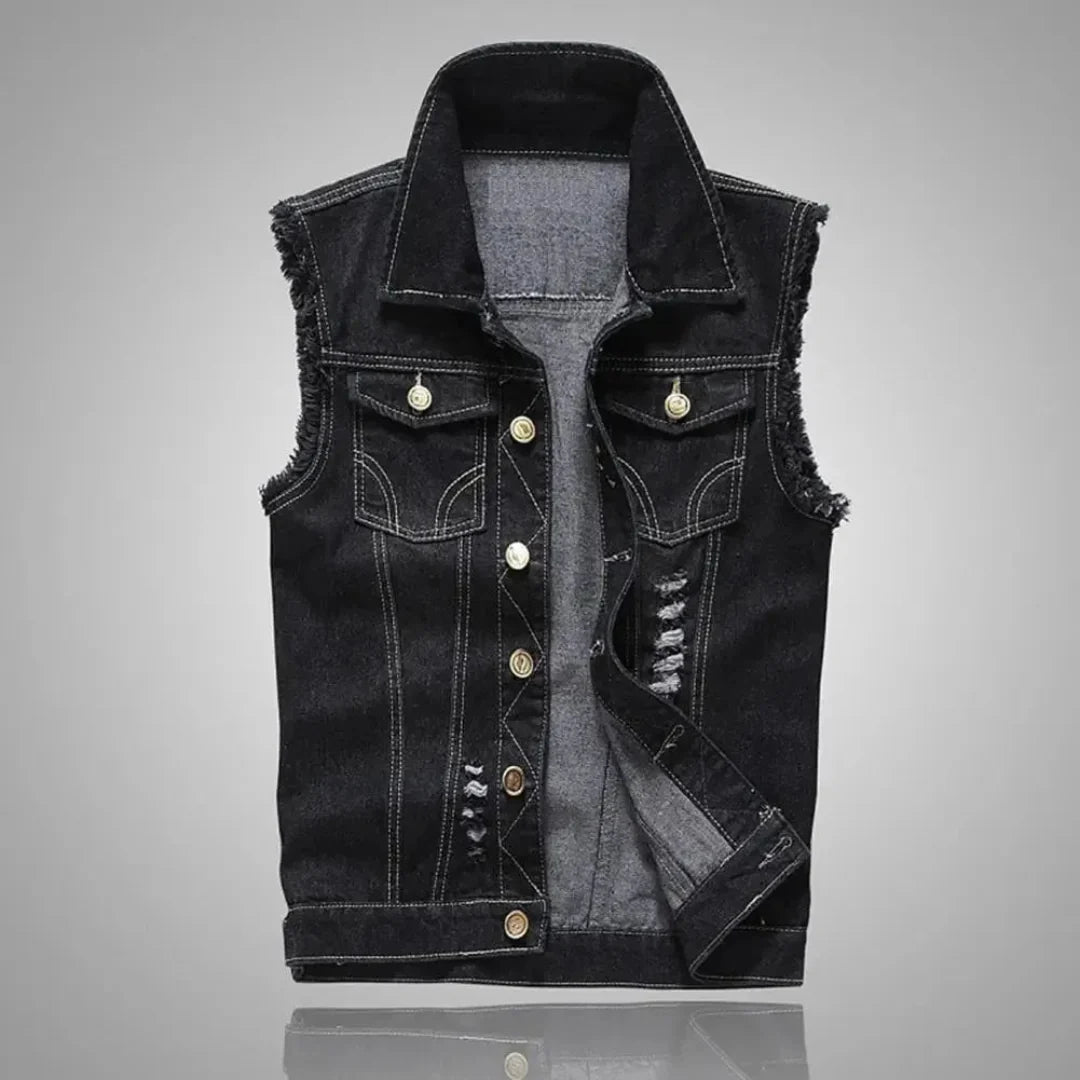 Yussef | Oscar Distressed Washed Denim Vest