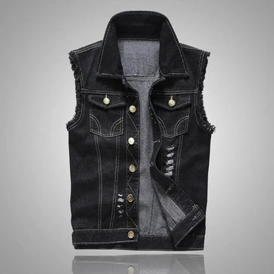 Yussef | Oscar Distressed Washed Denim Vest