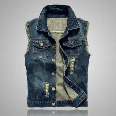 Yussef | Oscar Distressed Washed Denim Vest