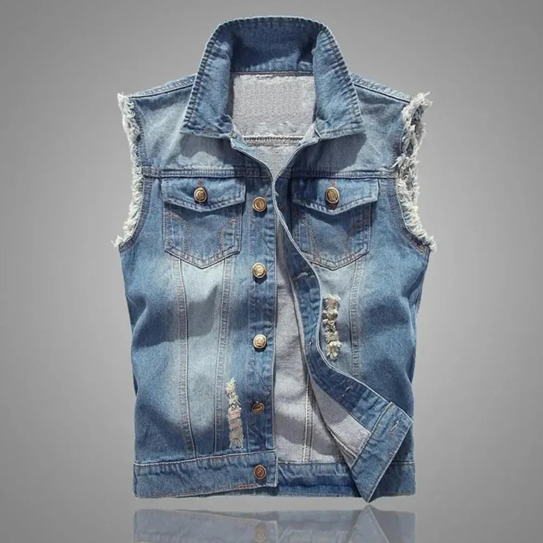 Yussef | Oscar Distressed Washed Denim Vest