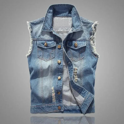 Yussef | Oscar Distressed Washed Denim Vest