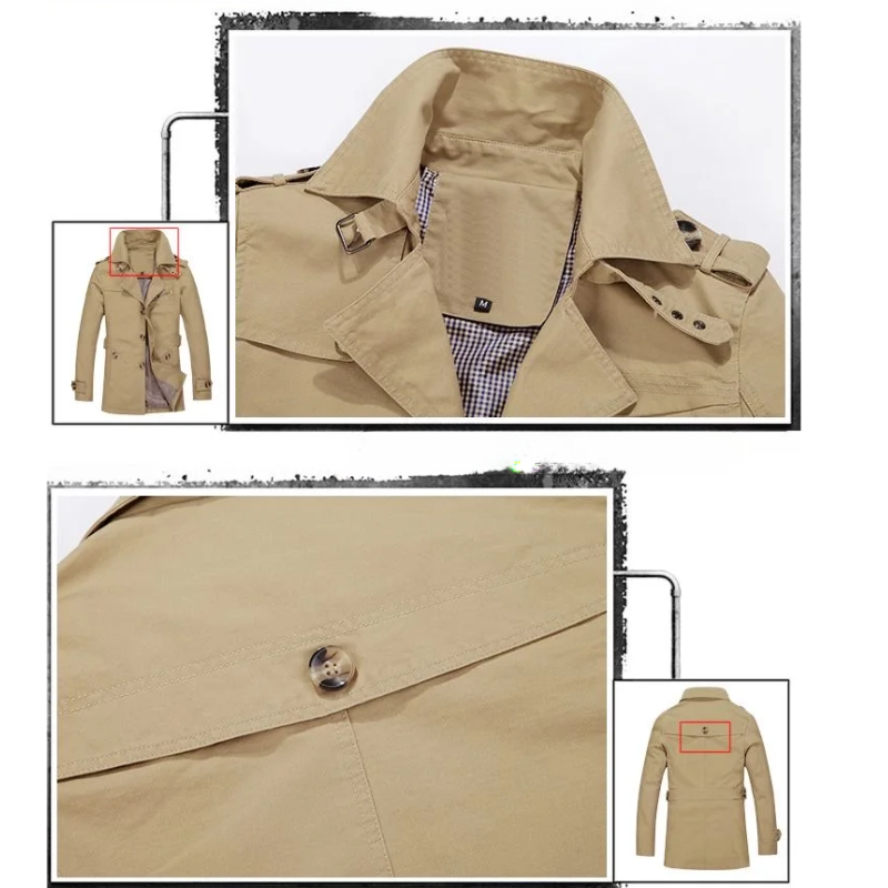 Paco | Men's winter coat - Elegant trench coat with belt loops and button placket