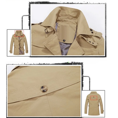 Paco | Men's winter coat - Elegant trench coat with belt loops and button placket