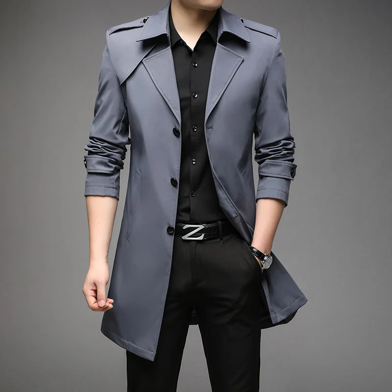 Otis | Elegant men's trench coat – classic coat with shoulder details