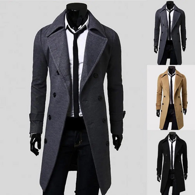 Niran | Men's winter coat - double-breasted jacket with wool content and warm lining