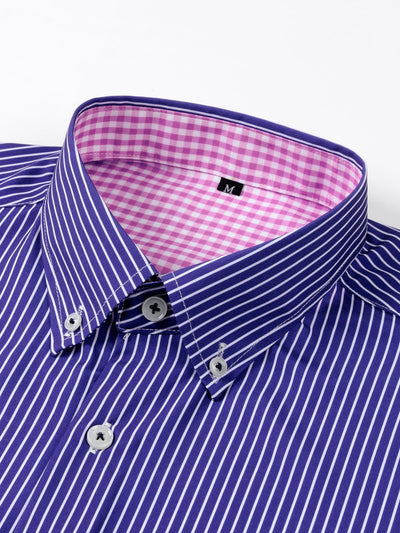 Kasper® | Long Sleeve Contrast Plaid Stripe Button Up Shirt