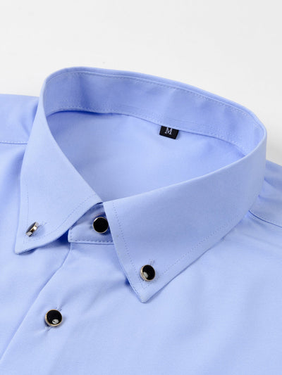 Fiorino® | Long Sleeve Dress Shirt with Faux Gemstone Metal Rim Buttons